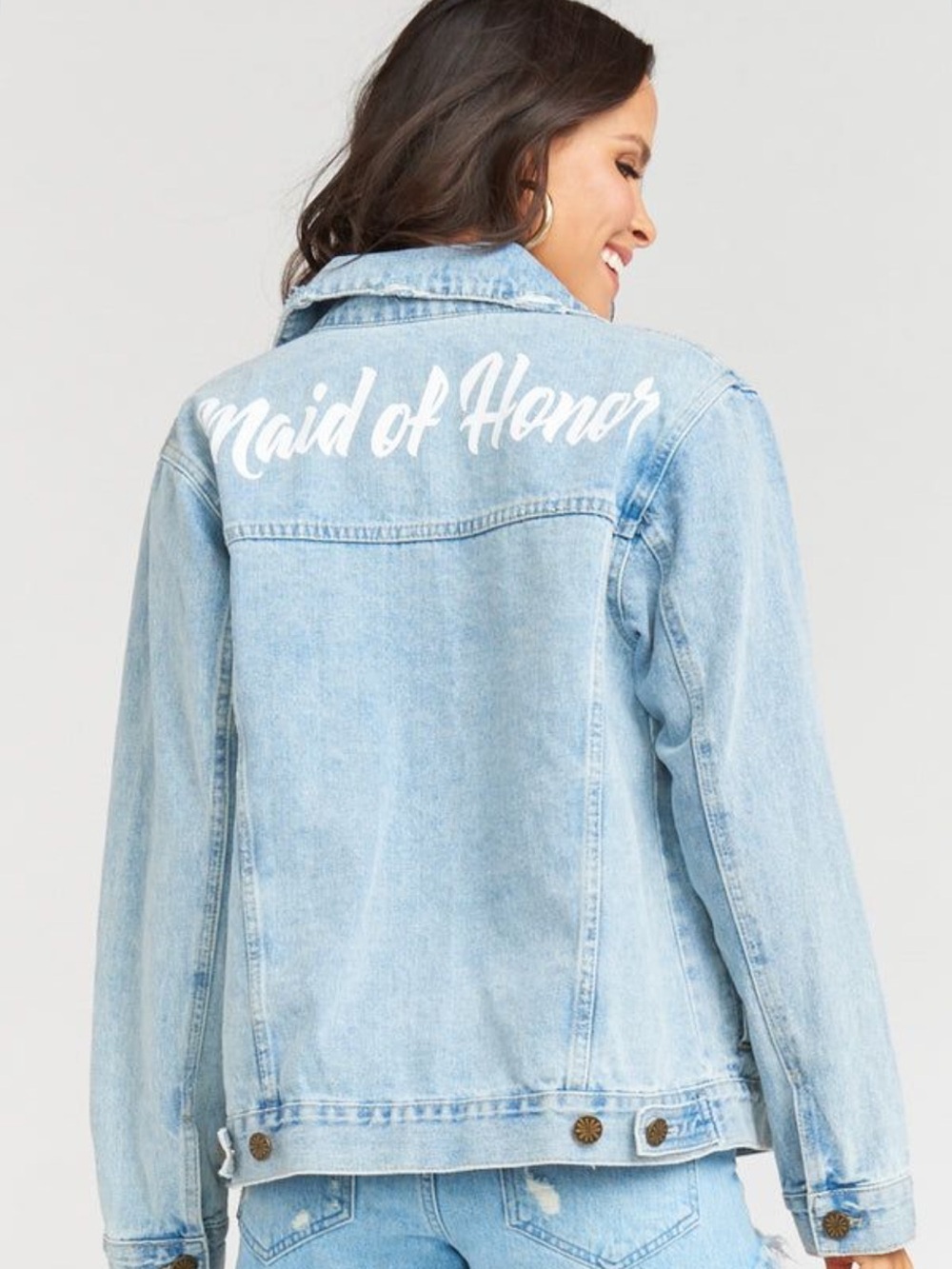 Show Me Your Mumu Dover Denim “Maid of Honor” Denim Jacket | Bridal Chic